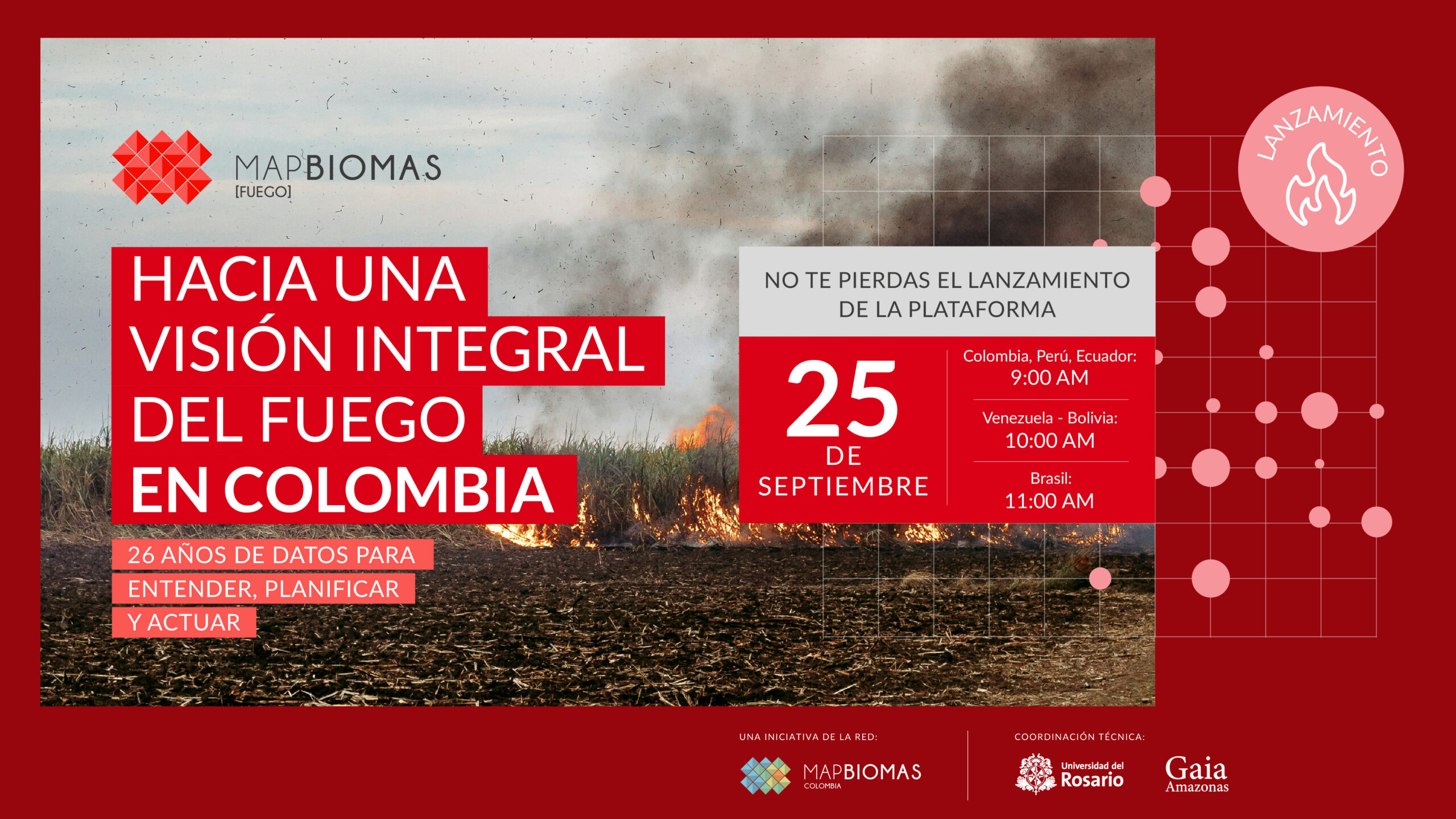 Lançamento MapBiomas Fuego: rumo a uma visão abrangente do fogo na Colômbia
